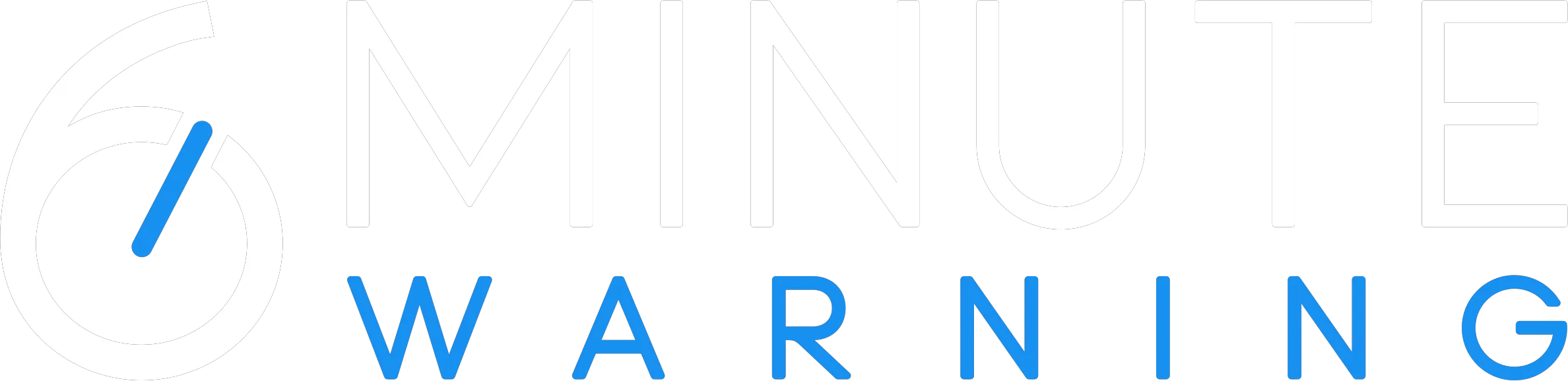 6 Minute Warning horizontal logo for dark backgrounds
