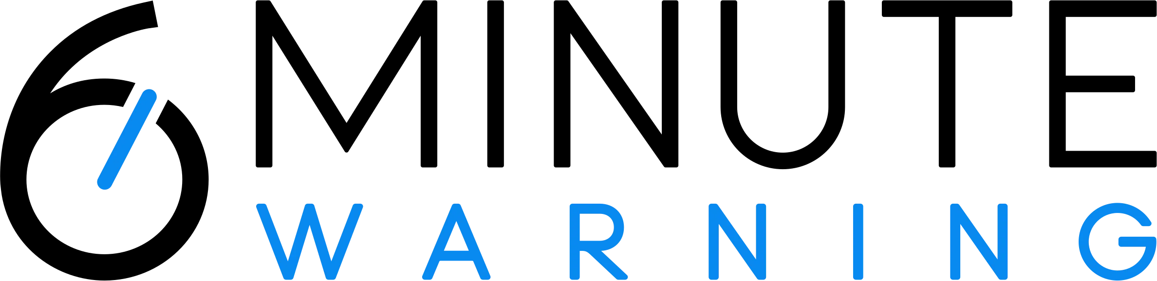 6 Minute Warning horizontal logo for light backgrounds